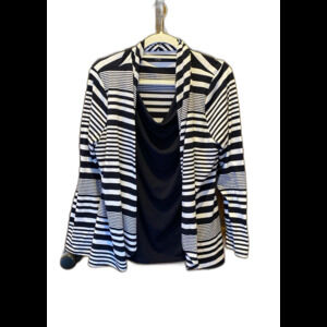 Croft & Barrow Blouse Plus Sz Petite XL Navy White Striped Top Casual + Stretch